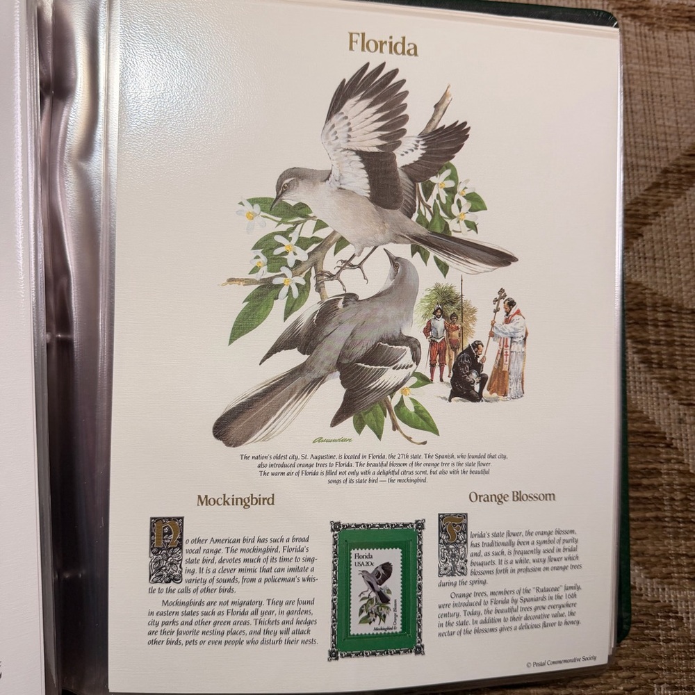 The State Birds & Flowers Commemorative Mint-Stamp Panels - Green Book EXC COND! - Picture 4 of 15
